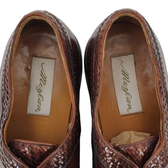 Mezlan Exotic Mens 12M Brown Crocodile Woven Leather Cap-toe Derby Dress Shoes - Picture 8 of 10